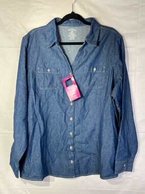 Riders by Lee Light Blue Denim Button-Down Shirt
